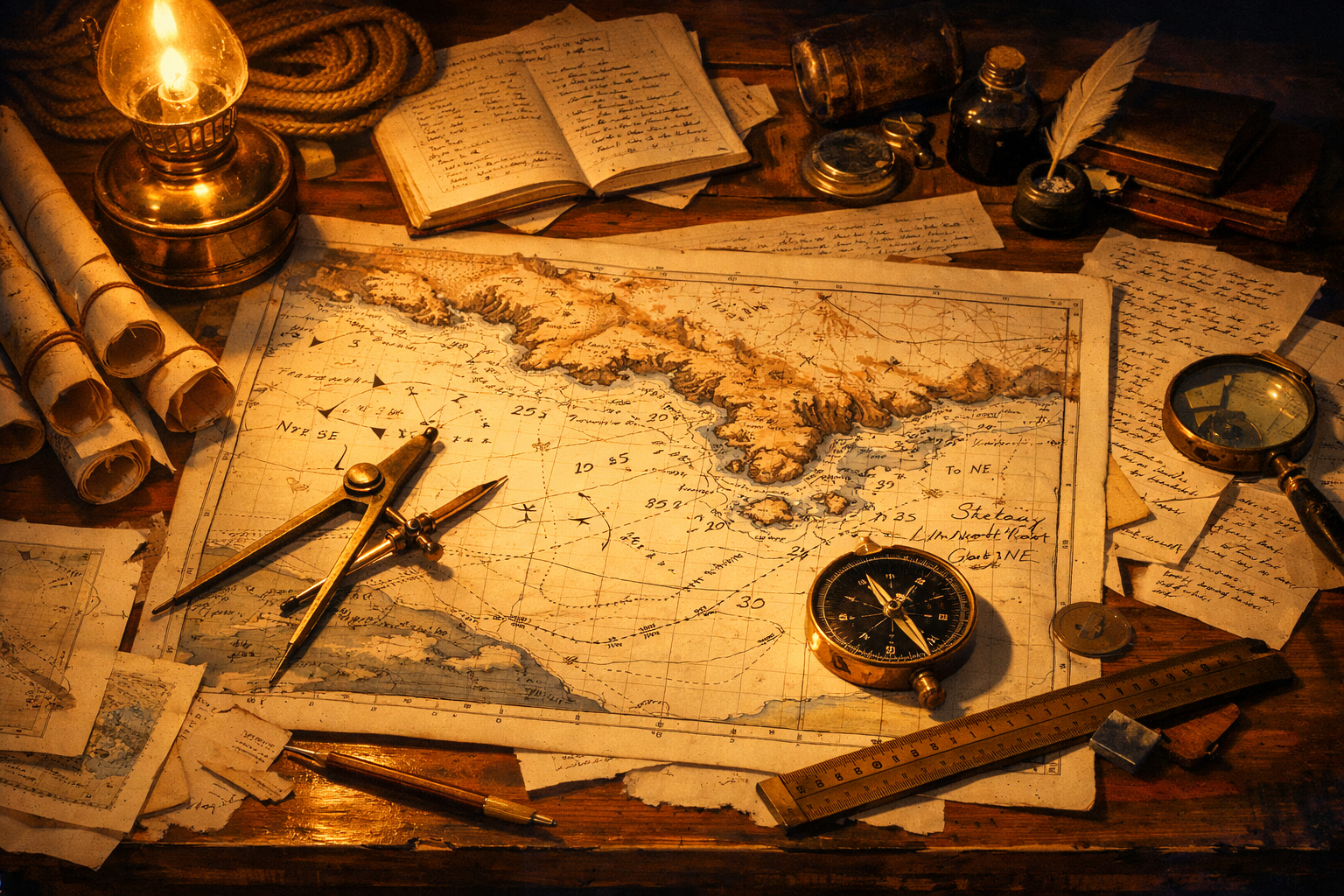 Cartographer Desk Map Work-1