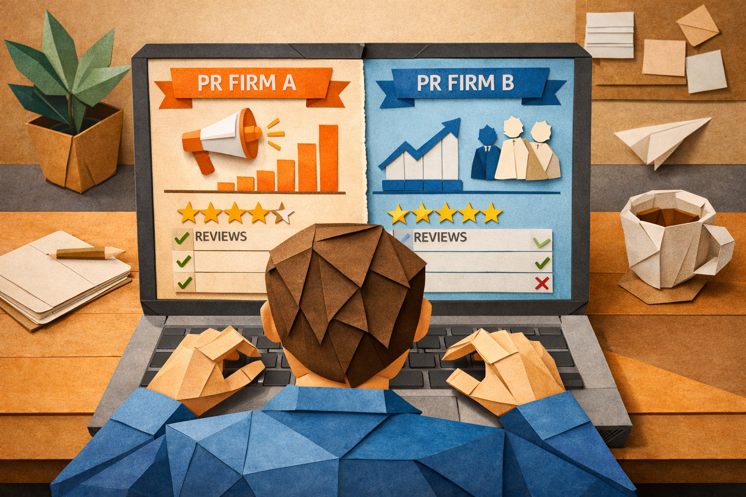 Origami Split Screen Comparison of PR Firms on Laptop-1