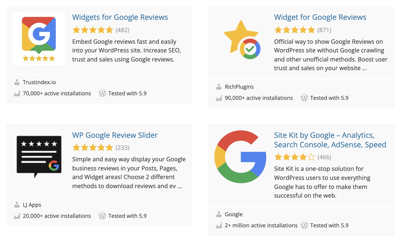 Google Reviews WordPress Widgets