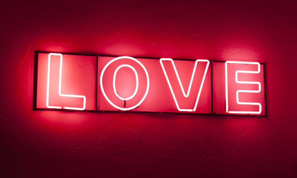 Pictures showing light letters "Love"