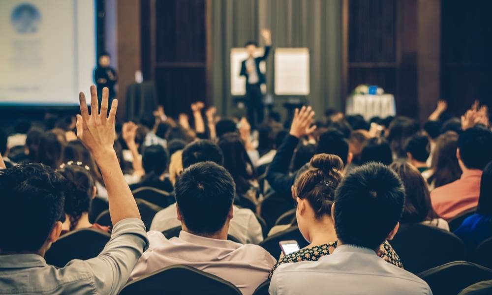 Image showing an audience interacting with the presentor